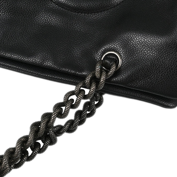 Chanel 2009-2010 Black Caviar Chain Shoulder Tote Bag