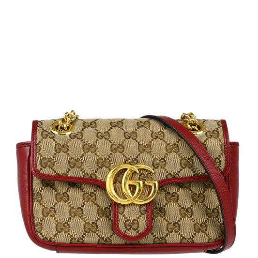 Gucci 2020 Beige Red Marmont Crossbody Bag