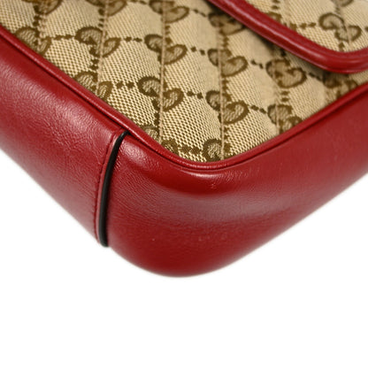 Gucci 2020 Beige Red Marmont Crossbody Bag
