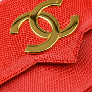 Chanel 1989-1991 Red Lizard Single Flap Shoulder Bag