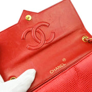 Chanel 1989-1991 Red Lizard Single Flap Shoulder Bag