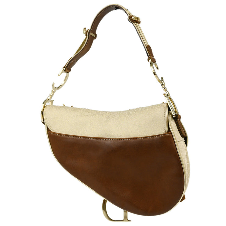 Christian Dior Gold Brown Saddle Handbag