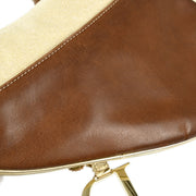 Christian Dior Gold Brown Saddle Handbag