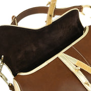 Christian Dior Gold Brown Saddle Handbag