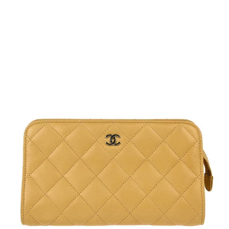 Chanel Beige Lambskin Cosmetic Pouch