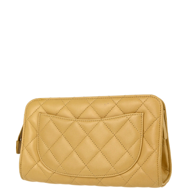 Chanel Beige Lambskin Cosmetic Pouch