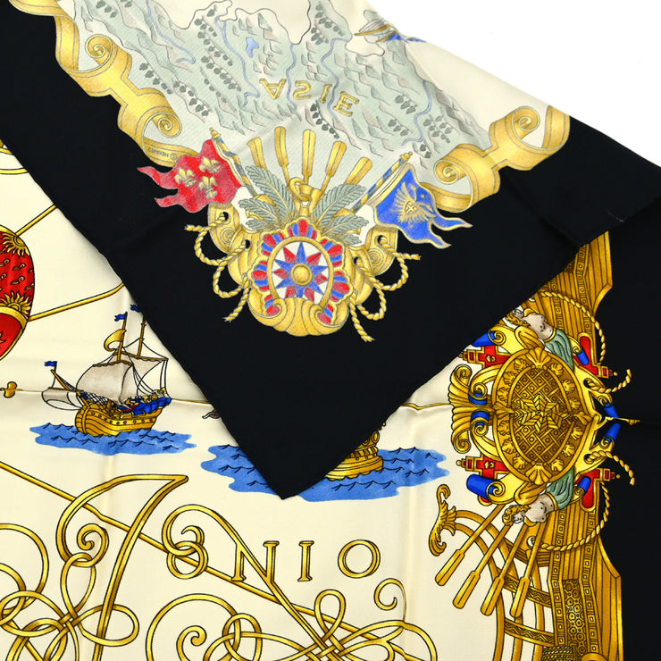 Hermes Scarf Carre 90 Voiles De Lumiere Black Small Good