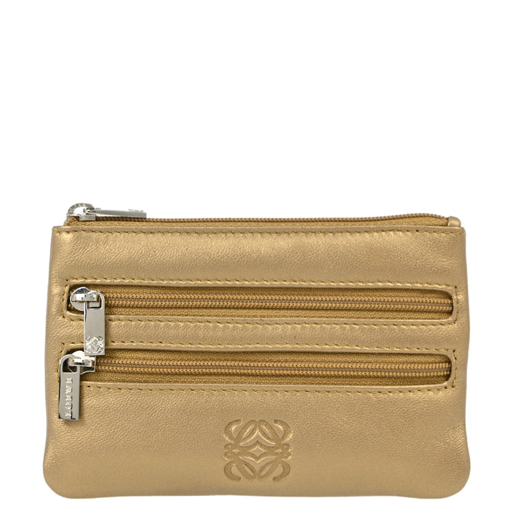 Loewe Gold Leather Mini Pouch Clutch Bag