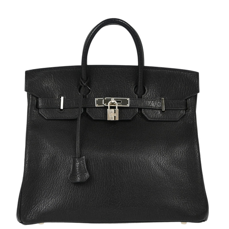 Hermes Black Chevre Haut a Courroies 32 Handbag