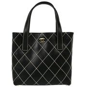 Chanel 2002-2003 Black Calfskin Wild Stitch Tote Handbag