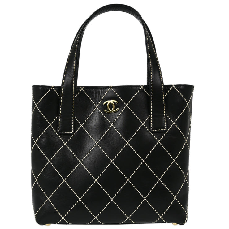 Chanel 2002-2003 Black Calfskin Wild Stitch Tote Handbag