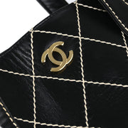 Chanel 2002-2003 Black Calfskin Wild Stitch Tote Handbag