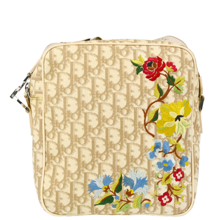 Christian Dior Beige Embroidered Trotter Shoulder Bag