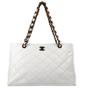 Chanel 2000-2002 White Caviar Chain Tote Bag