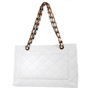 Chanel 2000-2002 White Caviar Chain Tote Bag