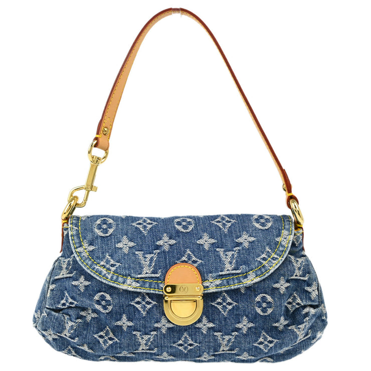 Louis Vuitton 2005 Blue Monogram Denim Mini Pleaty Handbag M95050