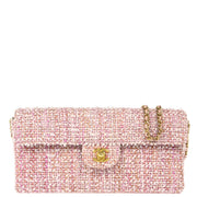 Chanel 2003-2004 Pink Tweed East West Choco Bar Shoulder Bag