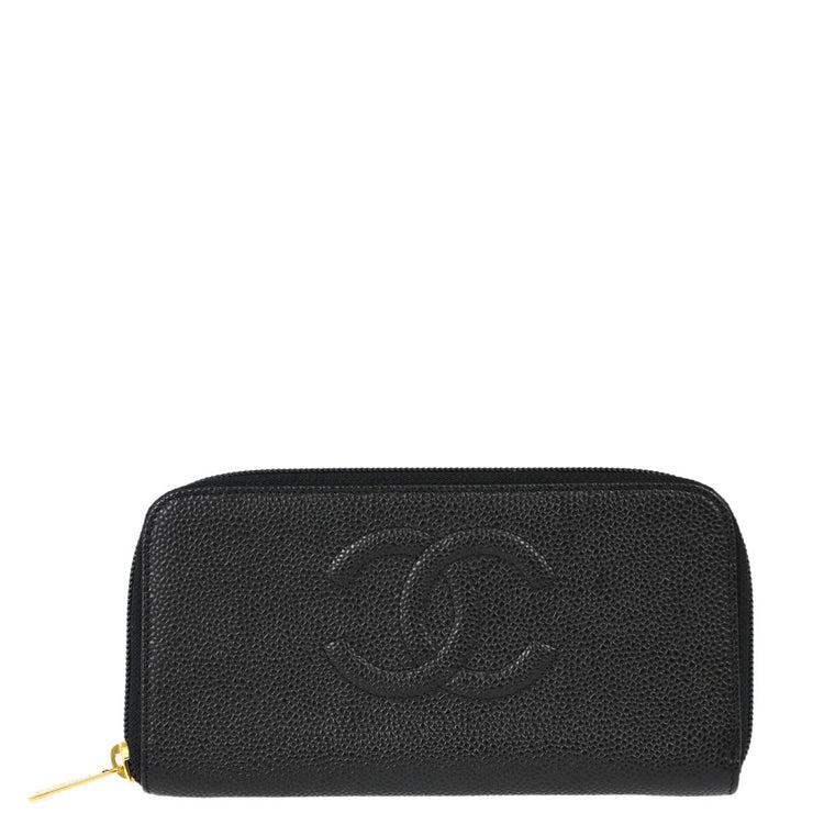 Chanel 2005-2006 Black Caviar Long Wallet Purse