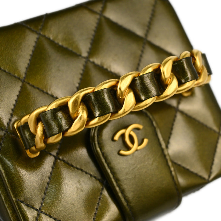 Chanel 1994-1996 Green Patent Leather Vanity Handbag