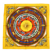 Hermes Scarf Carre 90 DIES ET HORE Yellow Small Good