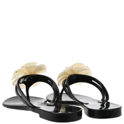 Chanel * Black Enamel Mules Shoes Sandals #35