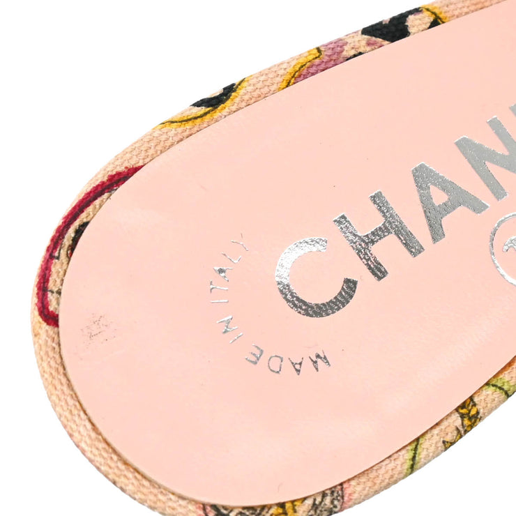 Chanel *Pink Canvas Mules Shoes Sandals #36 1/2