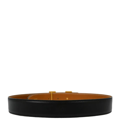 Hermes Black Box Calf Constance Reversible Belt #68 Small Good