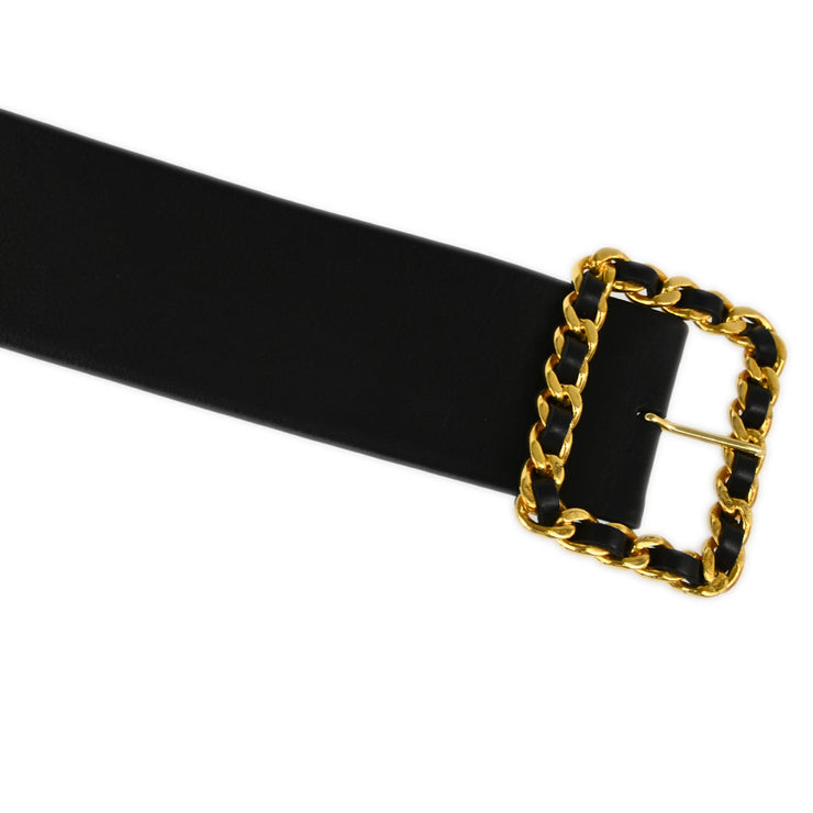 Chanel Black Leather Belt #75/30 93A Small Good