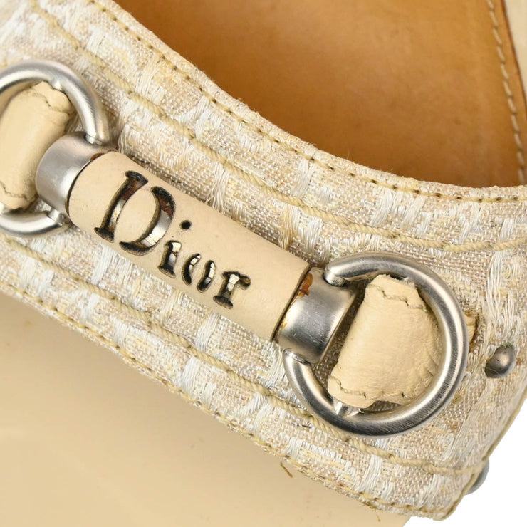 Christian Dior * White Enamel Trotter Sandals Shoes