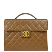 Chanel 1994-1996 Brown Caviar Briefcase Business Handbag