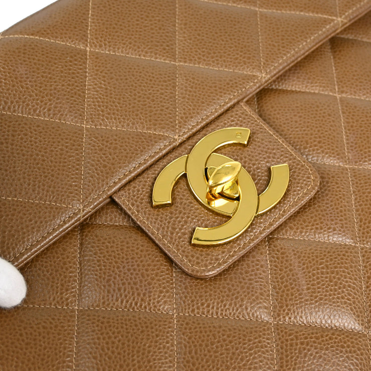 Chanel 1994-1996 Brown Caviar Briefcase Business Handbag