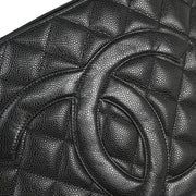 Chanel 2000-2002 Black Caviar Medallion Tote Handbag