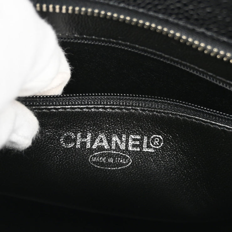 Chanel 2000-2002 Black Caviar Medallion Tote Handbag