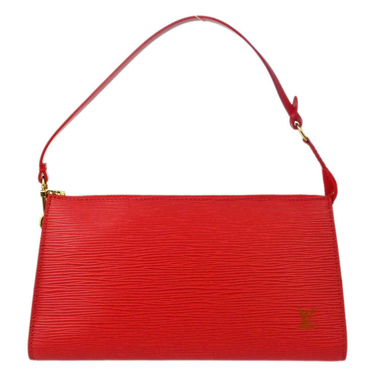 Louis Vuitton 2004 Red Epi Pochette Accessoires Pouch Handbag M5298E