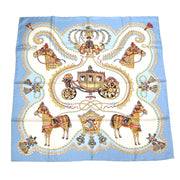 Hermes Scarf Carre 90 Paperoles Light Blue Small Good