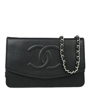 Chanel 2006-2008 Black Caviar Timeless WOC Chain Wallet