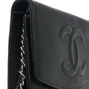 Chanel 2006-2008 Black Caviar Timeless WOC Chain Wallet