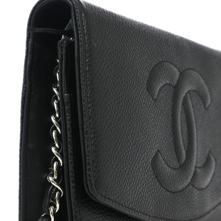 Chanel 2006-2008 Black Caviar Timeless WOC Chain Wallet