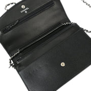 Chanel 2006-2008 Black Caviar Timeless WOC Chain Wallet