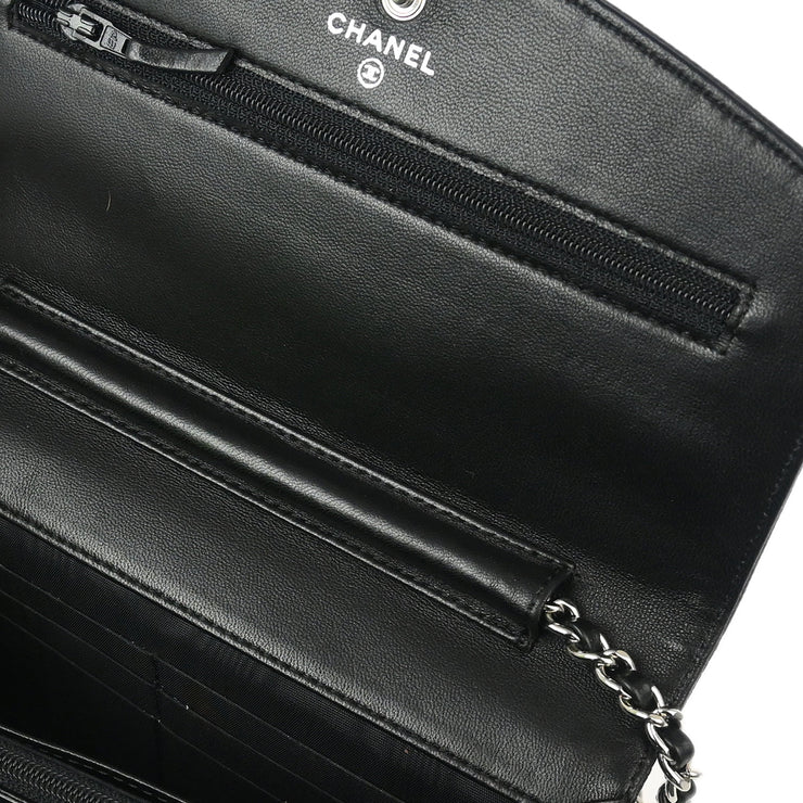 Chanel 2006-2008 Black Caviar Timeless WOC Chain Wallet