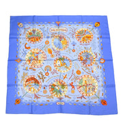 Hermes Scarf Carre 90 Escales Mediterraneennes Blue Small Good