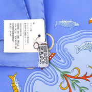 Hermes Scarf Carre 90 Escales Mediterraneennes Blue Small Good