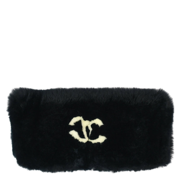 Chanel Black Fur Bracelet Bangle Wristband