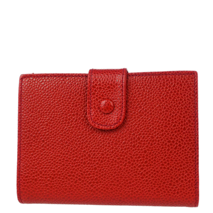 Chanel Red Caviar Bifold Wallet Purse