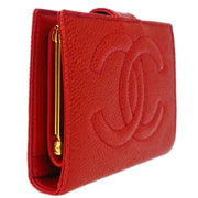 Chanel 1994-1996 Red Caviar Bifold Wallet Purse