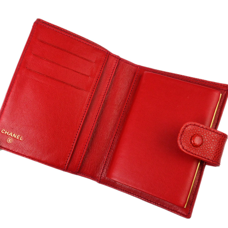 Chanel Red Caviar Bifold Wallet Purse