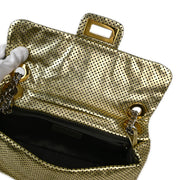 Chanel 2008-2009 Gold Perforated Lambskin Mademoiselle Lock Shoulder Bag