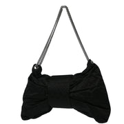 Chanel 2008-2009 Black Satin Mademoiselle Lock Bow Shoulder Bag