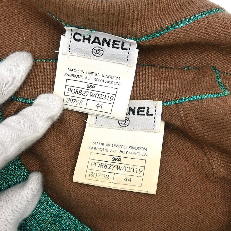 Chanel 1996 Ensemble Cardigan Top Brown #44