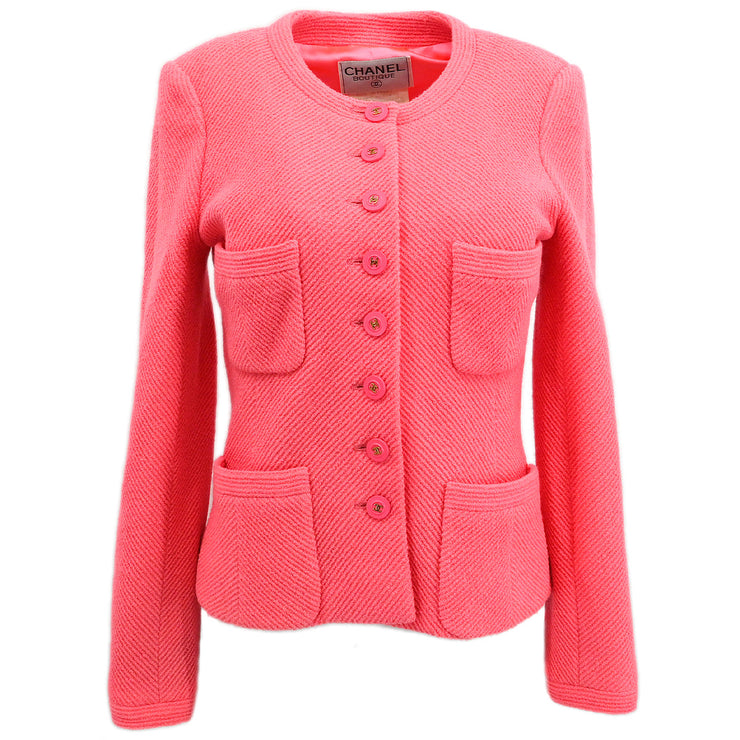 Chanel 1995 Collarless Jacket Pink #38